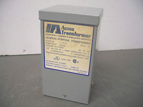 ACME .50KVA TRANSFORMER CAT T-1-81051 HV 120X240 LV 12X24 1PH