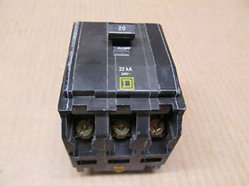 1 SQUARE D QOB320VH QOB 20 AMP 3 POLE 240 VAC CIRCUIT BREAKER 22KA