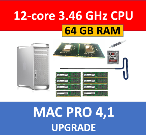 12 Core X5690 3.46Hz Cpu + 64Gb 1333Mhz Memory Apple Mac Pro 4,1 5,1 Delidded