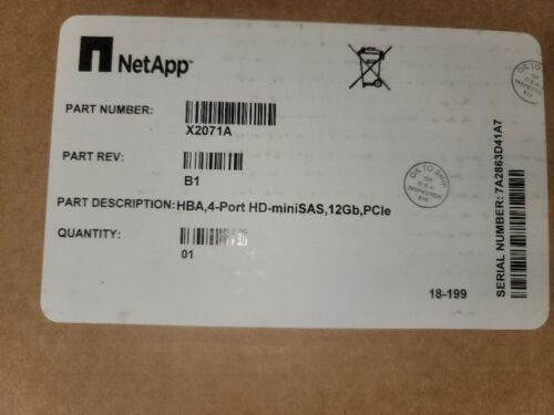 New Netapp 111-03801 4-Port 12Gb Minisashd Hba Pcie Storage Controller X2071A