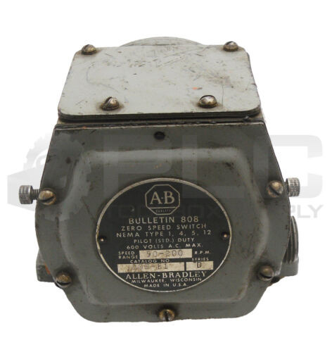 Allen Bradley 808-E1 /D Zero Speed Switch 600Vac 50-200Rpm