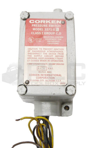 New Corken 3371-X1 Pressure Switch Class I Group C,D 120Vac