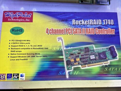 Brand New Highpoint Rocketraid 1740 4-Channel Pci Sata Ii Raid Controller