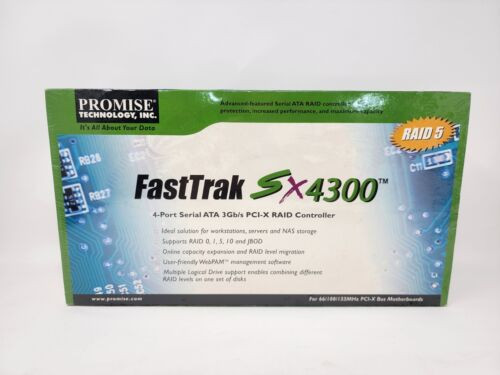 Promise Fasttrak Sx4300 4 Port Serial Ata 3Gbps Pci-X Raid Controller New In Box