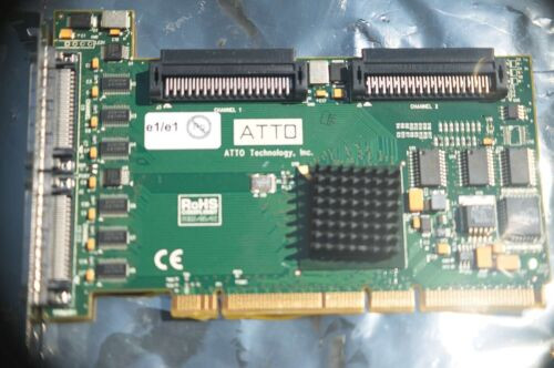 Atto Expresspci Ul4D Dual Ultra320 Pci-X Scsi Card + Vhdci Hd68 Cable Mac / Pc