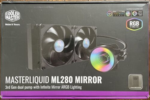 Masterliquid Ml280 Mirror Argb Close-Loop Aio Cpu Liquid Cooler, Mirror Argb Pum