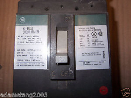 GE THED thed136020 20 amp 3 pole 600v Breaker GRAY BREAKER