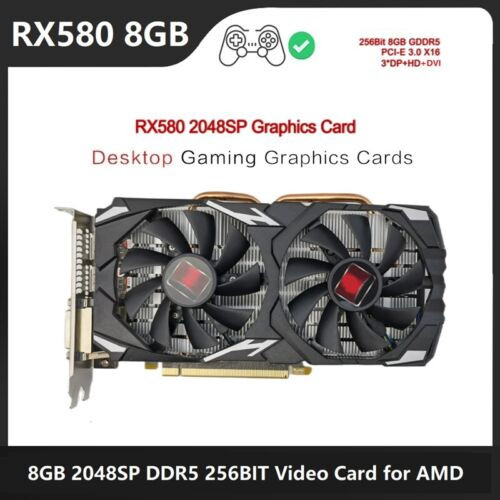 Rx580 8G 2048Sp Gaming Card 8Gb Ddr5 256Bit 1284/1750Mhz Dvi Dp -Compatible Z8X8