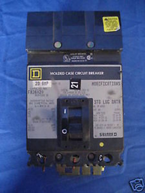 SQUARE-D FA36020 3 POLE 20 AMP CIRCUIT BREAKER