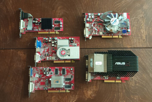Lot / Bulk Of 5 Ati Agp Gpu Pc Graphics Card
