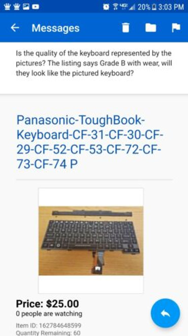 For --60-Panasonic Toughbook Keyboard Cf-31 Cf-30 Cf-29  Cf-53 Cf-72 Cf-73 Cf-74