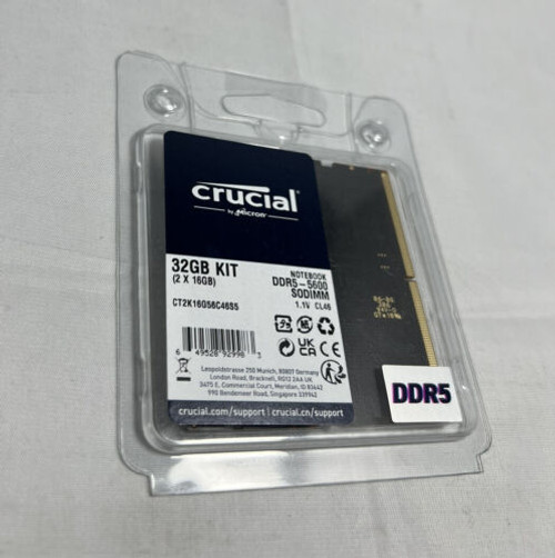 Crucial 32Gb Kit (2X16Gb) Ddr5-5600 Sodimm - Brand New