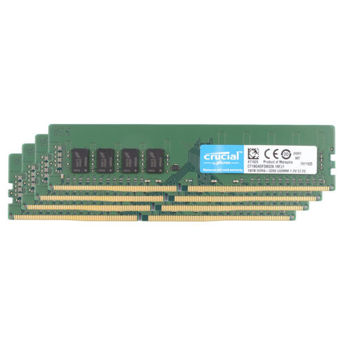Crucial Ddr4 64Gb(4 X 16Gb) 3200Mhz Pc4-25600 Non-Ecc Udimm 1.2V Desktop Memory
