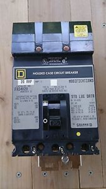 Square D FA34020 20 Amps 3 Poles 480 Volts Molded Case Circuit Breaker