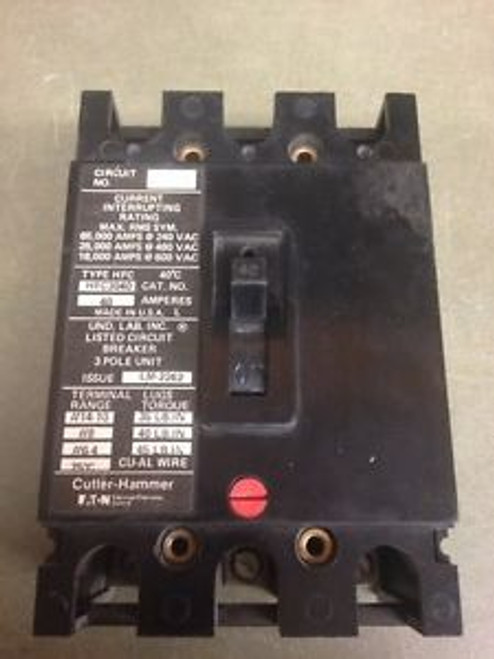 Cutler Hammer Hfc Hfc3040 40 amp 3 pole 480v circuit breaker Eaton