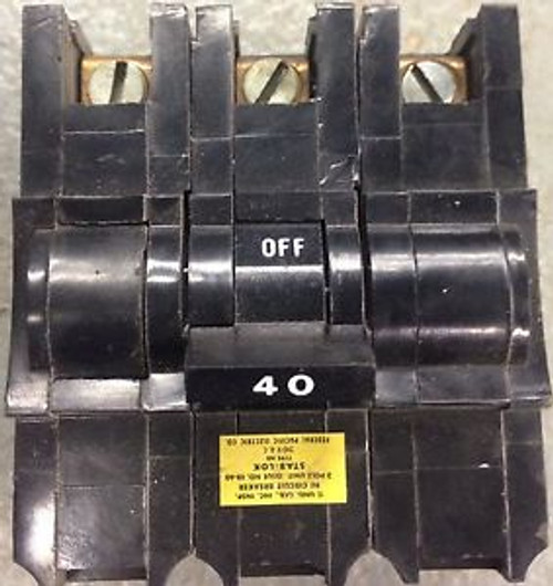 FPE Federal Pacific Stablok Stab-lok NB 40 Amp 3 Pole Breaker NB340 NB232040