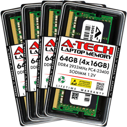 A-Tech 64Gb 4X 16Gb Pc4-23400 Laptop Sodimm Ddr4 2933 Non-Ecc 260-Pin Memory Ram