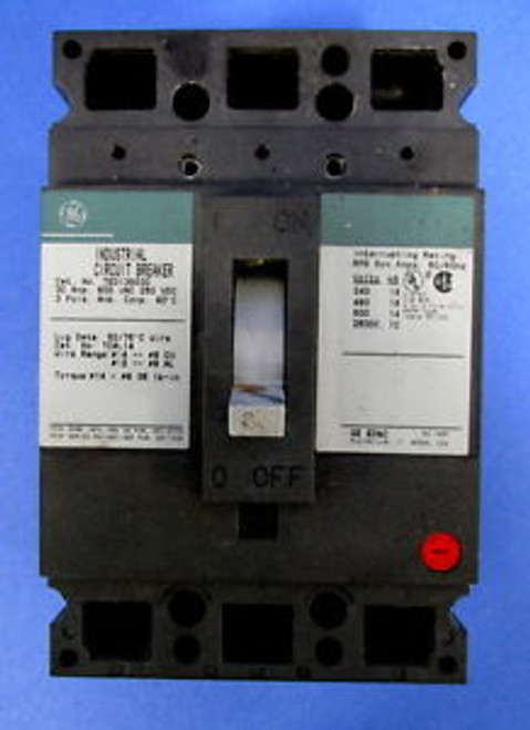 GE GENERAL ELECTRIC 600VAC 30A 3-POLE INDUSTRIAL CIRCUIT BREAKER TED136030
