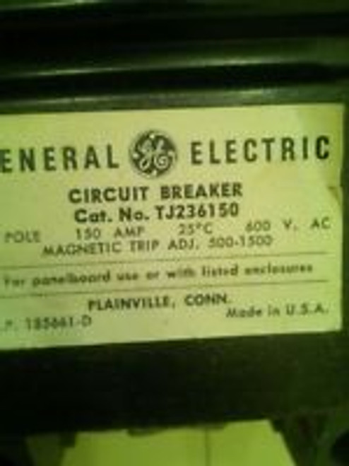 GE TJ TJ236150 3 pole 150 amp 600v circuit breaker