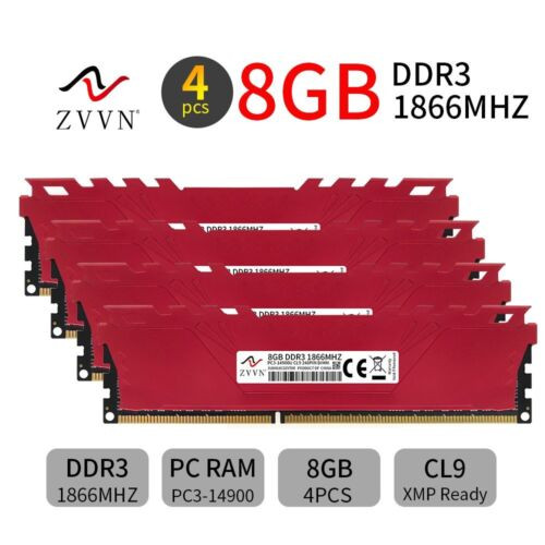 32Gb 4X 8Gb Ddr3 1866Mhz Cl9 Pc3-14900U 240Pin Desktop Game Memory Xmp Zvvn Red