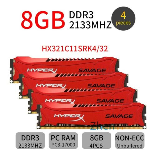 Kingston Hyperx Savage 32Gb Kit 4X 8Gb Ddr3 2133Mhz Hx321C11Srk4/32 Pc Memory Bt