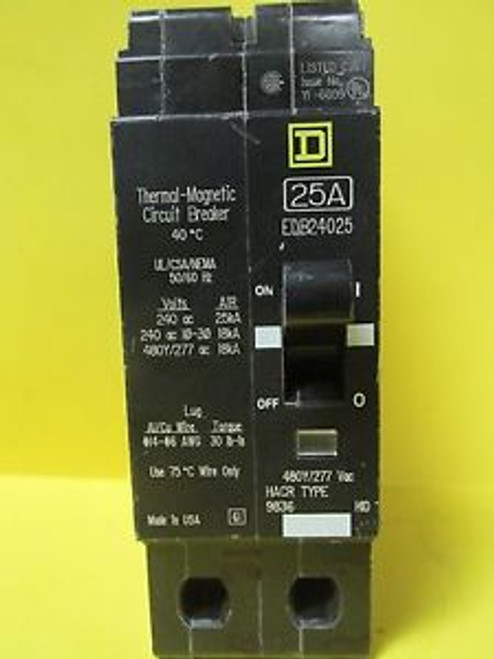 SQUARE D 2 POLE 25 AMP EDB24025 CIRCUIT BREAKER ............ WI-128