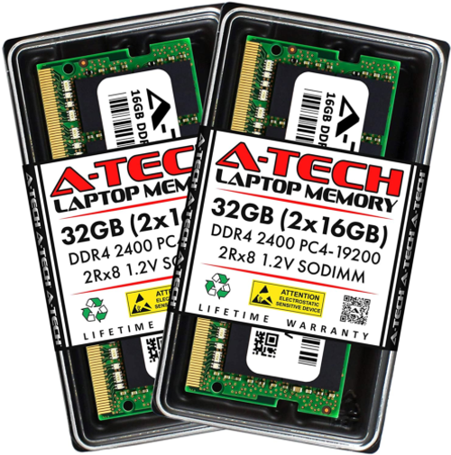 A-Tech 32Gb (2X16Gb) Ddr4 2400 Mhz Sodimm Pc4-19200 (Pc4-2400T) Cl17 2Rx8 Non...