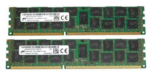 368Gb (23X16Gb) Micron Mt36Jsf2G72Pz-1G9E1Hf Ddr3-1866 Pc3-14900R Ecc Reg Rdimm
