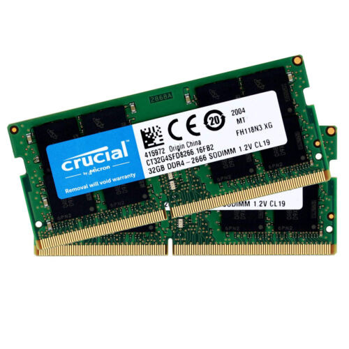 Crucial Kit 64Gb (2X 32Gb) 2666Mhz Ddr4 Sodimm Ram Pc4-21300 Cl19 Laptop Memory