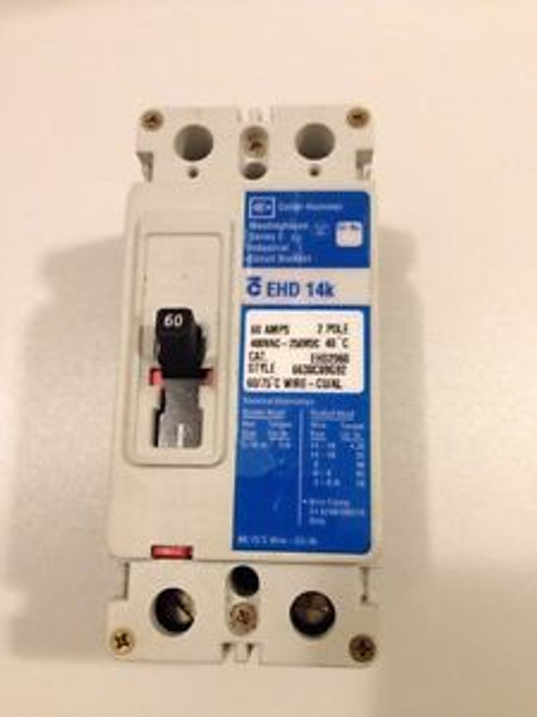 Cutler Hammer EHD2060 60A 480V 2 Pole Industrial Circuit Breaker