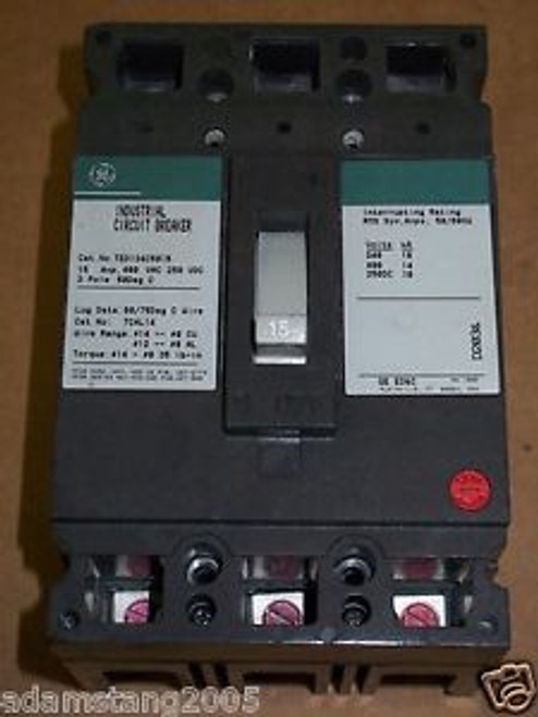 GE TED 3 pole 15 amp 480v TED134C5015 Circuit Breaker