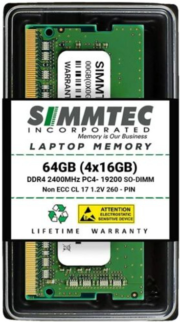 Simmtec Ram 64Gb (4X16Gb) Ddr4 2400Mhz Sodimm Pc4-19200 (Pc4-2400T) Cl17 2Rx8