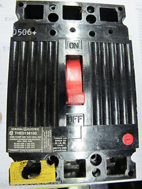 GE THED136100 3 POLE 100 AMP 600 VOLT BOLT ON Circuit Breaker