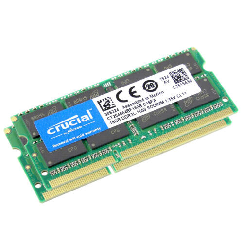 Crucial Kit 32Gb 2X 16Gb Ddr3 16Gb 1600Mhz Sodimm Notebook Memory Ct204864Bf160B