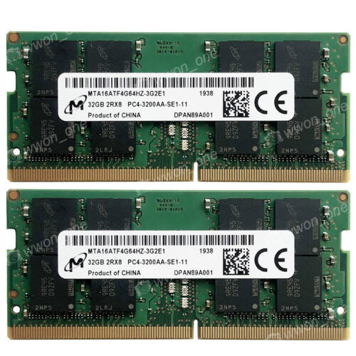 Micron 64Gb 2X32Gb Ddr4-25600S 3200Mhz 1.2V 260Pin Non Ecc Sodimm Laptop Memory