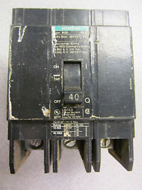 Siemens Type BQD 40 Amp 3 Pole 480 V