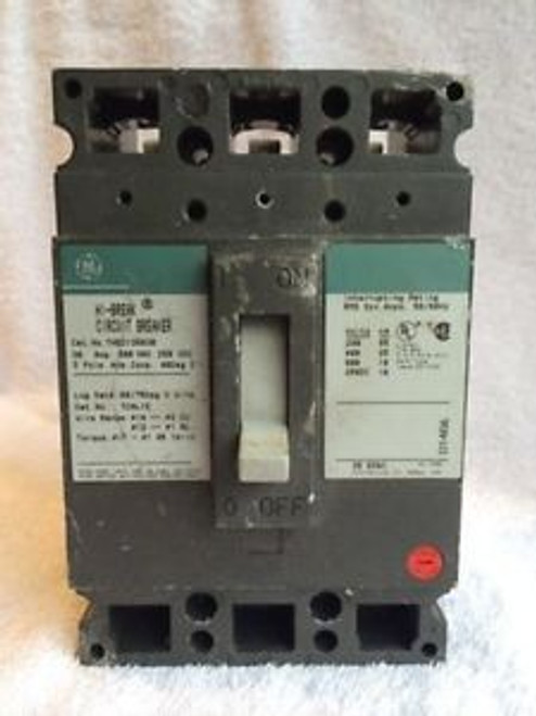 THED136030 Ge Industrial Hi-Break 30 Amp 3 Pole 600 - 240 VAC/ 250DC Used