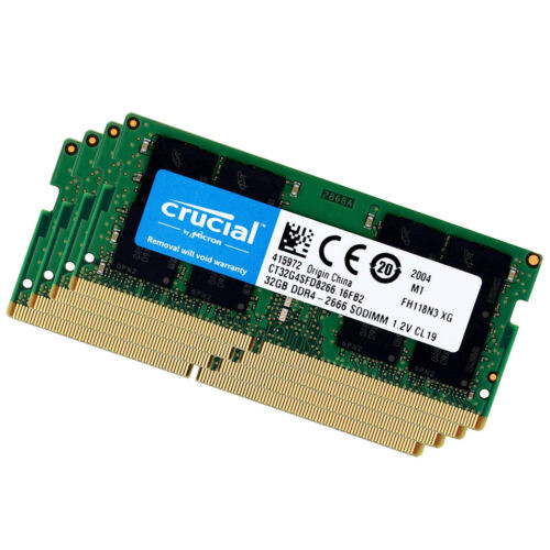 Crucial 128Gb (4X 32Gb) 2666Mhz Ddr4 Sodimm Pc4-21300 1.2V Cl19 Laptop Memory