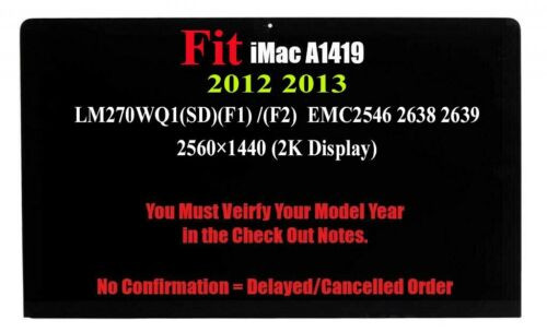 661-7169 661-7885 Apple Lcd Display Assembly For Imac 27-Inch 2012 2013 A1419 2K