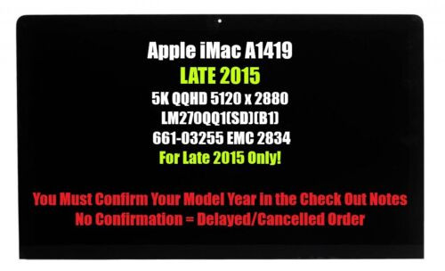 Us Oem Lcd Screen Display Assembly Apple Imac A1419 27" 5K Lm270Qq1 Sd B1 C1