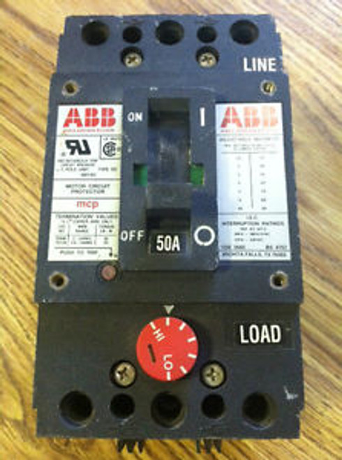 ABB Type DS 3 pole 50 amp 480 volt circuit breaker