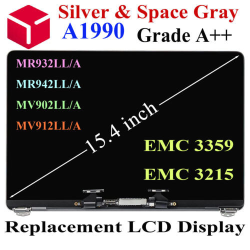 Silver Macbook Pro 15" 2018 2019 Screen A1990 Lcd Display Assembly True Tone Oem