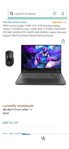 2020 Lenovo Legion Y540 15.6" Fhd...