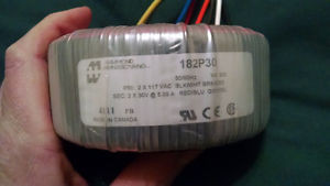 Toroidal transformer - 300VA, Dual-winding, potted center, 60V@5A, 30V@10A
