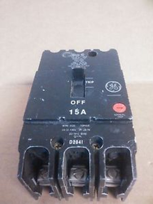 Used General Electric GE circuit breaker TEY315 3 pole 15 amp 480Y/277 vac