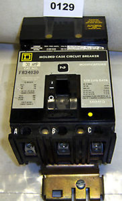 (0129) Square D Circuit Breaker FA34030 3P 30A 480 VAC I Line