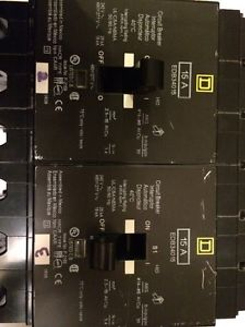 (1) Edb34015 Square D Three Phase Circuit Breaker