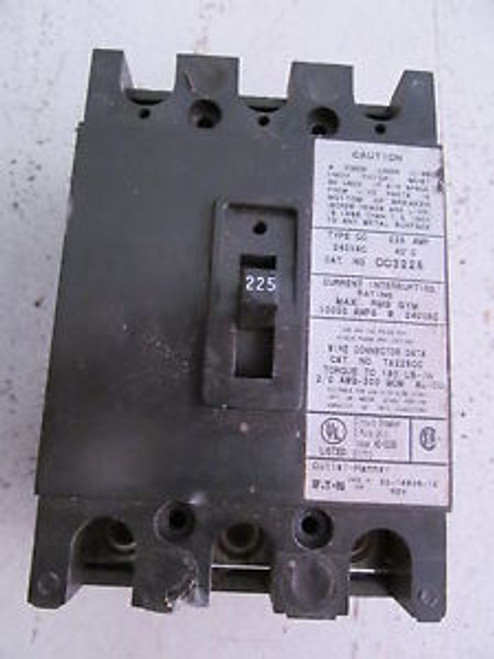 Cutler Hammer CC3225 Circuit Breaker 225 Amp 3 Pole 240 V