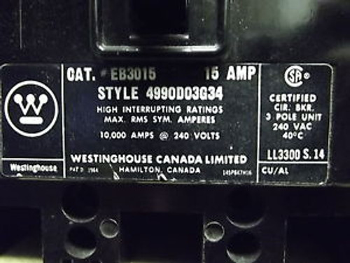 EB3015 15A 240V Westinghouse Circuit Breaker - Type 4990D03G34