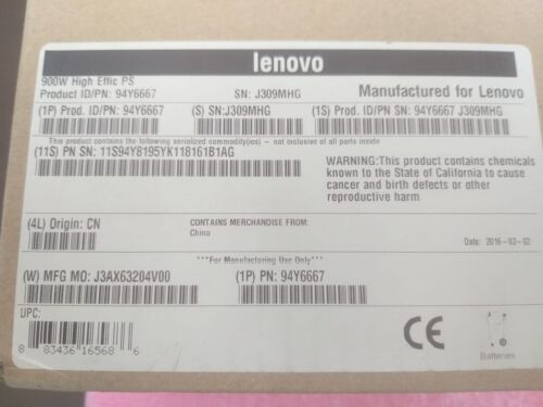Lenovo 94Y6667  900W High Efficiency Platinum Ac Power Supply. 94Y8195
